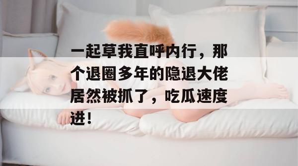 一起草我直呼内行，那个退圈多年的隐退大佬居然被抓了，吃瓜速度进！